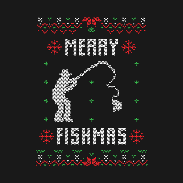 Ugly Christmas Sweater Funny Merry Fishmas by Designerabhijit