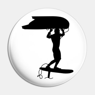 Surfer wing surfing with a foil wing Pin