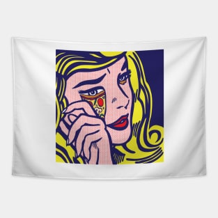 Crying Pizza Girl Tapestry