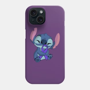 Blue Alien holding awareness ribbon (Purple) Phone Case