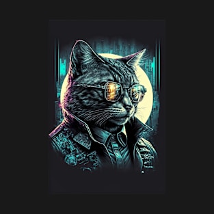 Detective cat portrait wearing a jacket T-Shirt