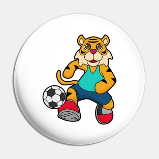 Tiger as Soccer player with Soccer ball Pin