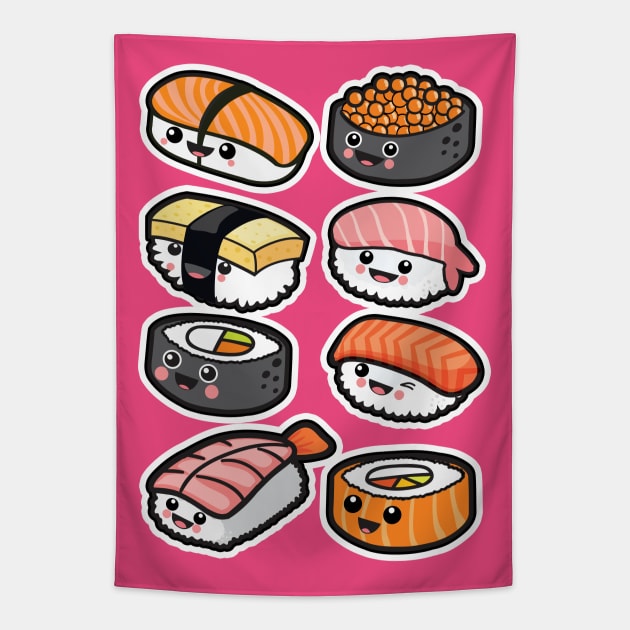 Sushi family Tapestry by Plushism