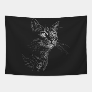 Cat draw with scribble art style Tapestry