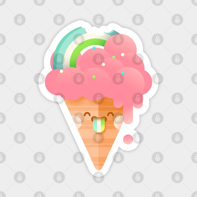 Strawberry Rainbow Ice Cream Magnet by noeyedeer