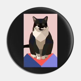 Black and White Geometric Cat Pin