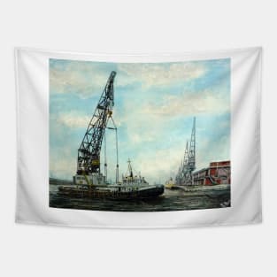 PLA CRANE SHIP SAMSON IN VICTORIA DOCKS  LONDON Tapestry