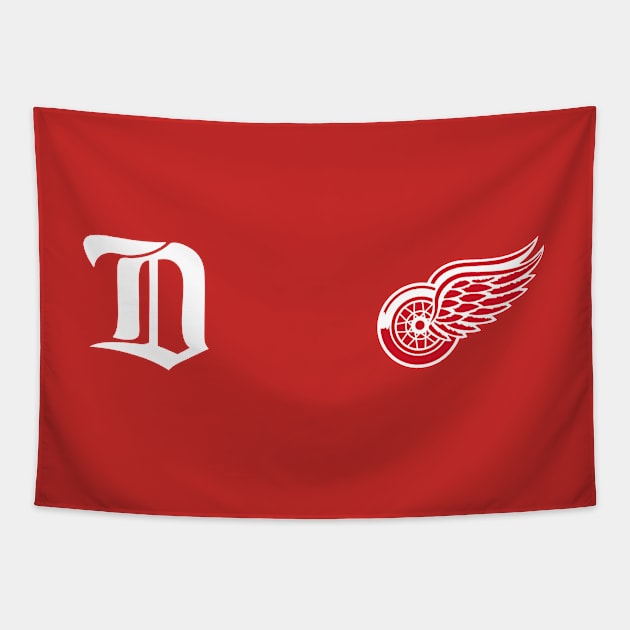 Detroit Wings-City Tapestry by karenblanco