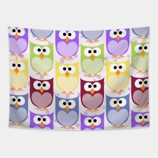 Cute Owls, Owl Pattern, Colorful Owls, Baby Owls Tapestry