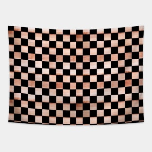 Black and Beige Checkered Wood Texture Tapestry