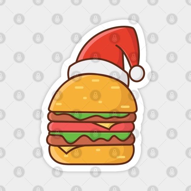 Burger with santa hat Magnet by sj_arts