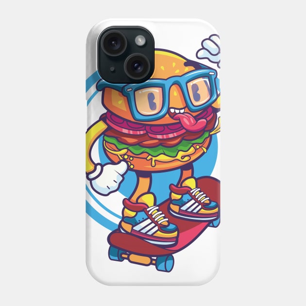 Skating Hamburger having fun Phone Case by madebyTHOR