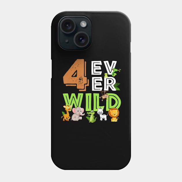 4 Ever Wild Birthday Decorations Boy Zoo 4th Birthday Party Phone Case by Eduardo