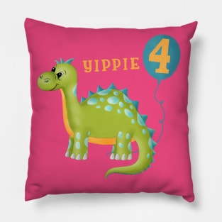 Dinosaur Fourth Birthday Pillow