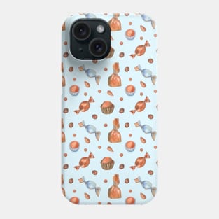 Chocolate candies on blue Phone Case