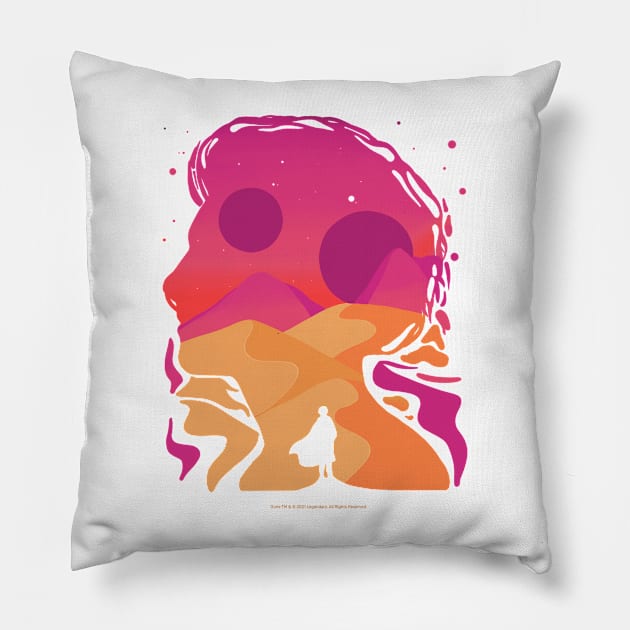 Paul Atreides on Arrakis, Double Exposure Minimalist Illustration Pillow by Dream Artworks