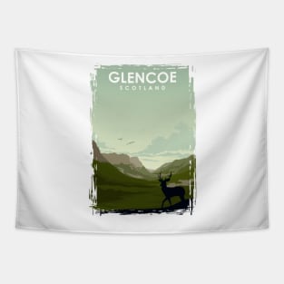 Glencoe Scotland vintage travel poster art Tapestry