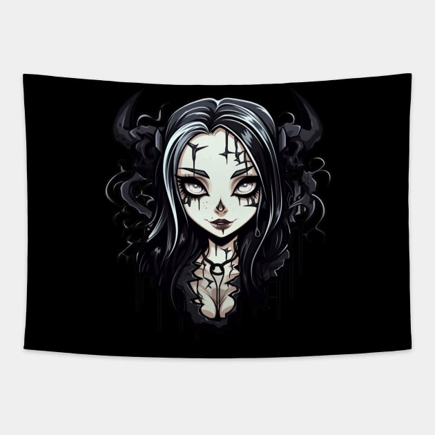 Goth Waifu Cat Girl Demon Tapestry by Nightarcade