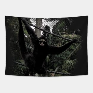 Crazy Funny Monkey Illustration Tapestry