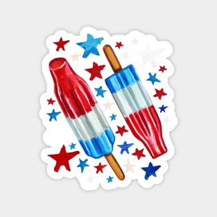 Patriotic Rocket Pop and Stars Pattern Magnet