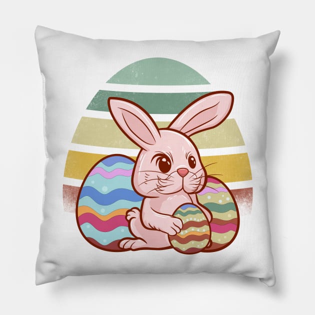 bunny and egg easter day Pillow by Giraroad