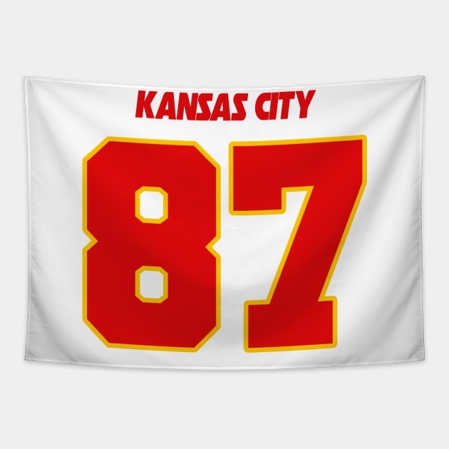 Travis Kelce Jersey (Front/Back Print) Tapestry by darklordpug