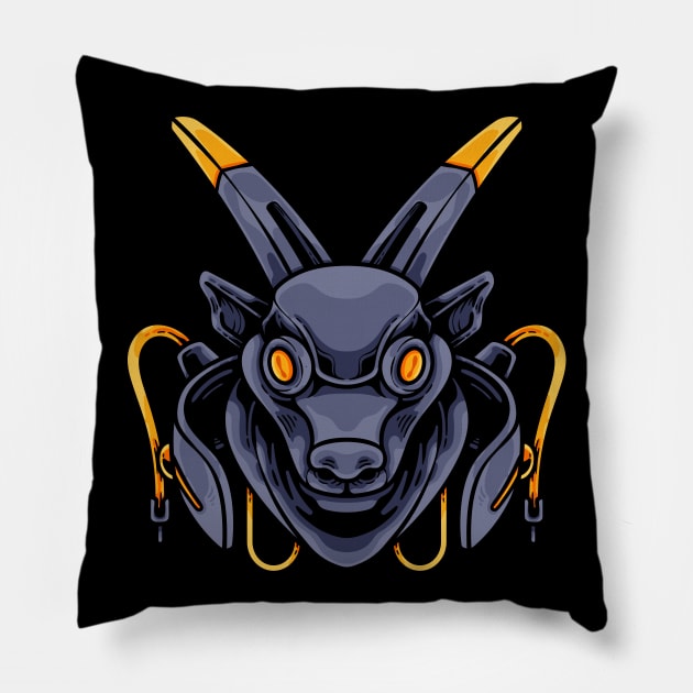 Cyber Goat Pillow by andhiika