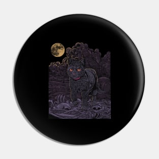 Evil Cat - Black cat in the cemetery - Gothic Cat Pin