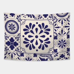 Blue Mexican Talavera Pattern Tapestry