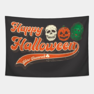 Happy Halloween Silver Shamrock Tapestry