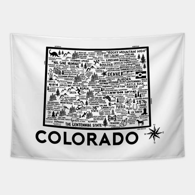 Colorado Map Tapestry by Whereabouts Shop