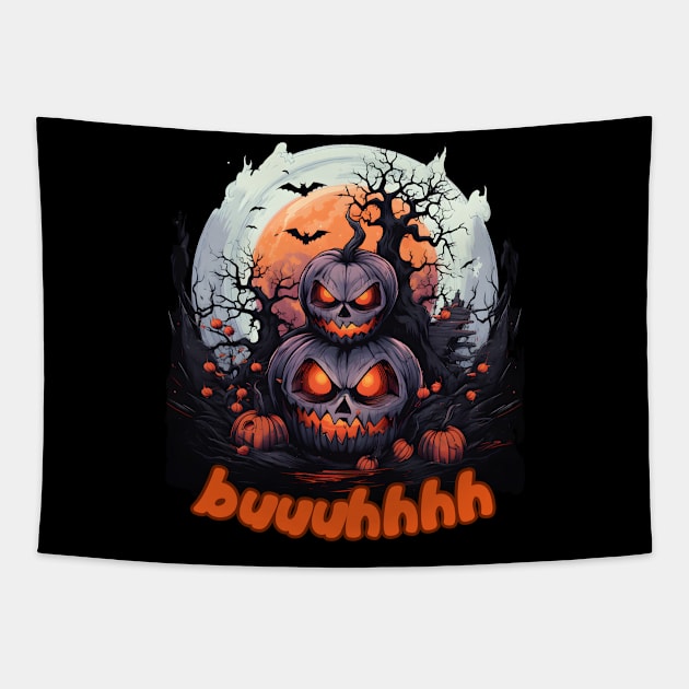 Buuhhhh-Halloween Haunt Tapestry by NedisDesign