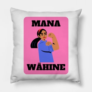 mana wāhine strong woman pink design Pillow