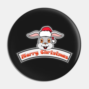 Sticker and Label Of Rabbit Character Design and Merry Christmas Text. Pin