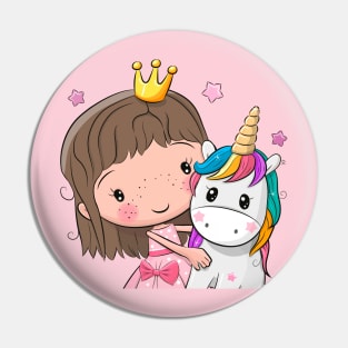 Princess with unicorn Pin