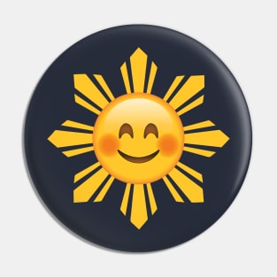 Filipino Sun Smiley Blushing Face Emoji Pin