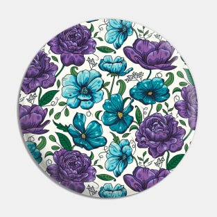 Blue and Purple Flower Garden Pin