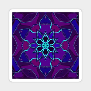 Cartoon Mandala Flower Blue and Purple Magnet