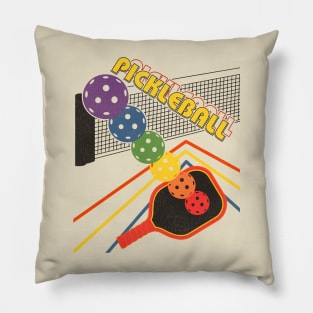 Pickleball 80s Style Retro Fade Pillow