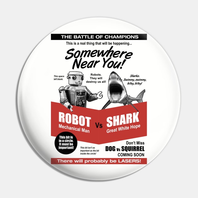 Robot v Shark Pin by robotrobotROBOT