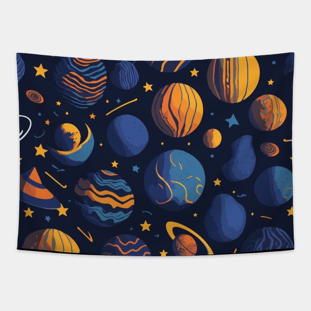 Starry Night Planet Pattern Design for Space Lovers Tapestry by star trek fanart and more