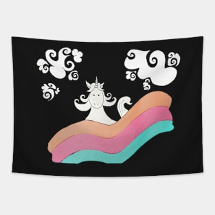 Rainbow Flying Carpet with Unicorn Tapestry