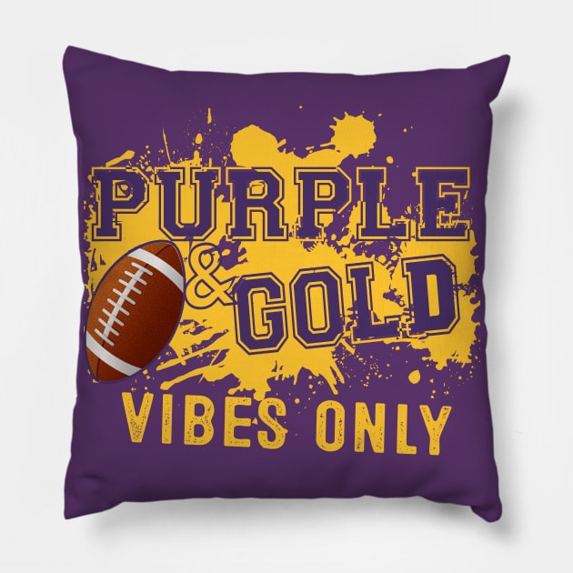 Purple & Gold Game Day For High School Football Group Fans Pillow by justiceberate