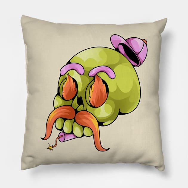 mustache skull Pillow by Harsimran_sain