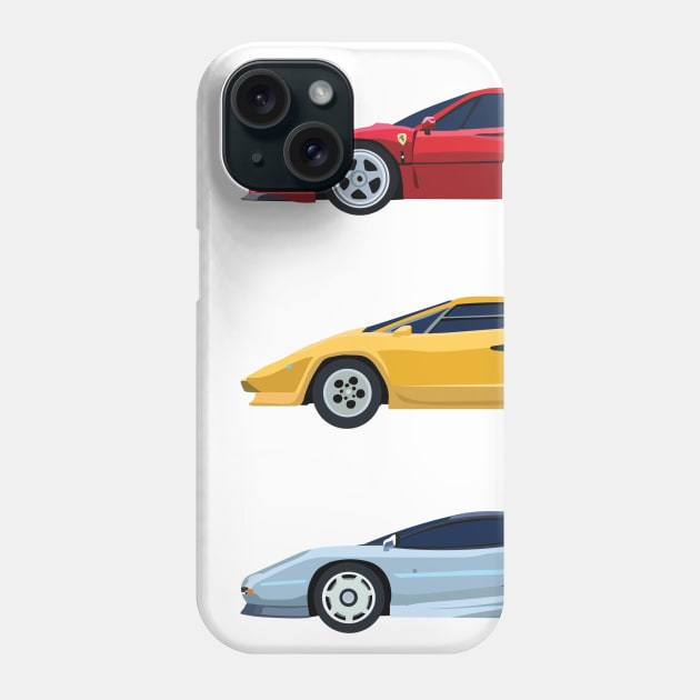 European Dream Cars; early 90s heroes Phone Case by Vertei