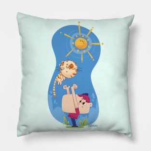 Boy and cat friend Pillow