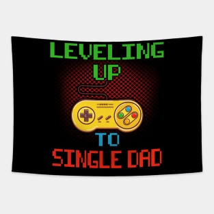 Promoted To Single Dad T-Shirt Unlocked Gamer Leveling Up Tapestry