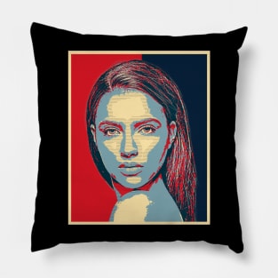 Portrait Beautiful Woman Clean Face Pop art Pillow