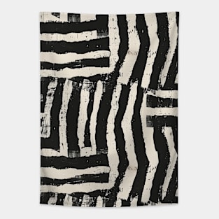 Black and White Abstract Mud Cloth Pattern Tapestry