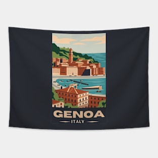 A Vintage Travel Art of Genoa - Italy Tapestry